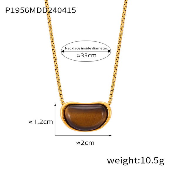 Wholesale Pendant Necklace Tiger's Eye Titanium Steel Retro Geometric Electroplating Women's