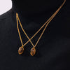 Wholesale Pendant Necklace Tiger's Eye Titanium Steel Retro Geometric Electroplating Women's