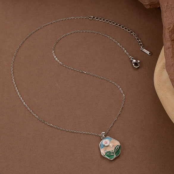 Wholesale Pendant Necklace Titanium Steel Copper Flower Electroplating Women's