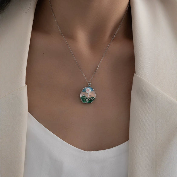 Wholesale Pendant Necklace Titanium Steel Copper Flower Electroplating Women's