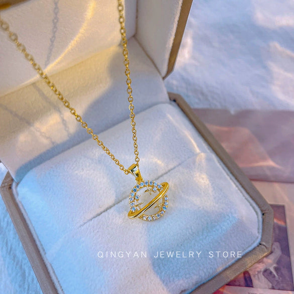 Wholesale Pendant Necklace Titanium Steel Copper Star Smiley Face Small Planet Electroplated For Women
