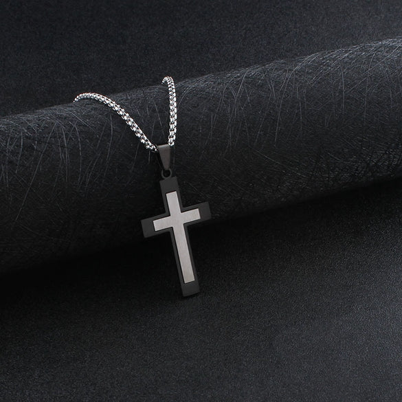 Wholesale Pendant Necklace Titanium Steel Geometric Electroplated Welded Twocolor Simple Unisex