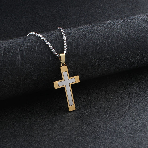 Wholesale Pendant Necklace Titanium Steel Geometric Electroplated Welded Twocolor Simple Unisex