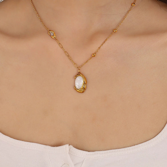 Wholesale Pendant Necklace 316L Stainless Steel Geometric Pattern Electroplated For Women