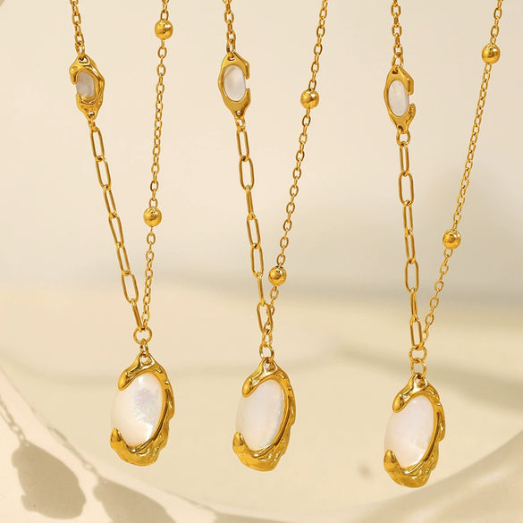 Wholesale Pendant Necklace 316L Stainless Steel Geometric Pattern Electroplated For Women