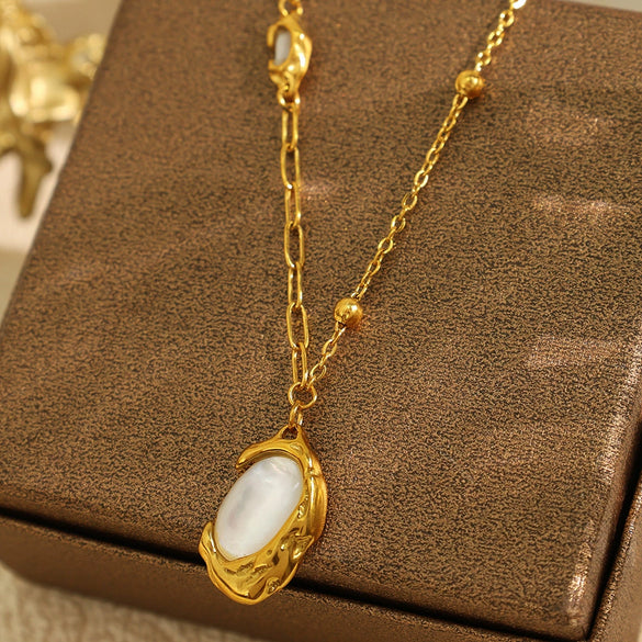 Wholesale Pendant Necklace 316L Stainless Steel Geometric Pattern Electroplated For Women