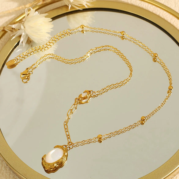 Wholesale Pendant Necklace 316L Stainless Steel Geometric Pattern Electroplated For Women