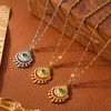 Wholesale Pendant Necklace 316L Stainless Steel Gold Plated Geometric Round Inlaid Zircon Eye Design
