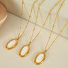 Wholesale Pendant Necklace 316L Stainless Steel Oval White Shell Geometric Simple Electroplating Design For Women