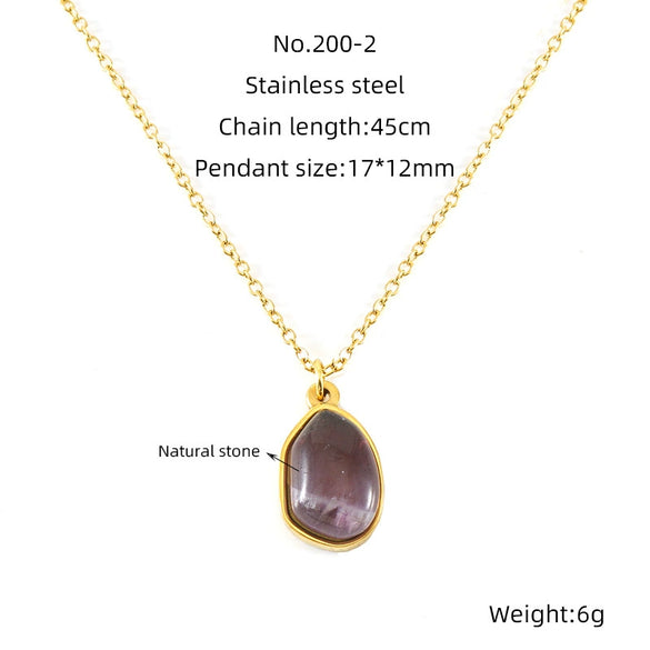 Wholesale Pendant Necklace Titanium Steel Stainless Steel Natural Stone Geometric Electroplated 18K Gold Clavicle Chain For Women