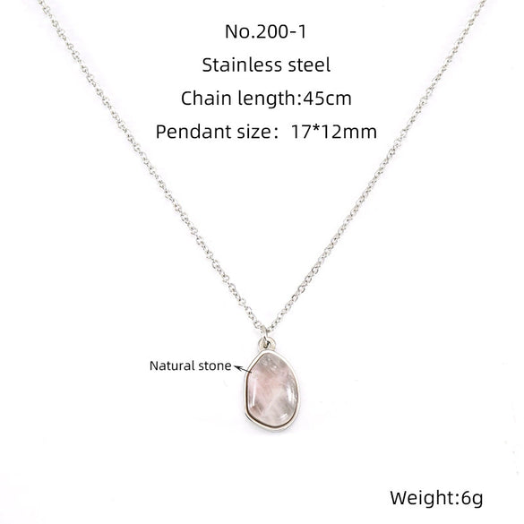 Wholesale Pendant Necklace Titanium Steel Stainless Steel Natural Stone Geometric Electroplated 18K Gold Clavicle Chain For Women
