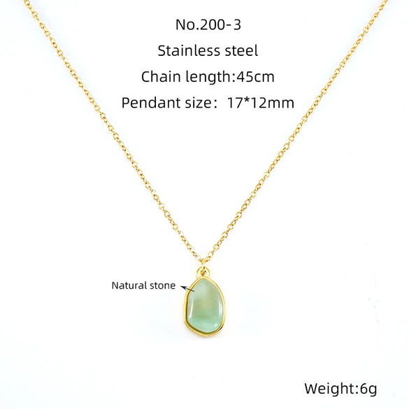 Wholesale Pendant Necklace Titanium Steel Stainless Steel Natural Stone Geometric Electroplated 18K Gold Clavicle Chain For Women