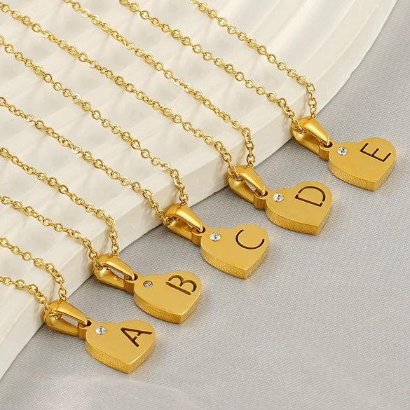 Wholesale Pendant Necklace Titanium Steel Stainless Steel With Letters Numbers Text Pattern 18K Gold Plated