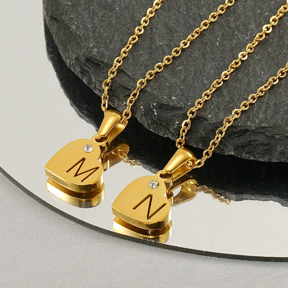 Wholesale Pendant Necklace Titanium Steel Stainless Steel With Letters Numbers Text Pattern 18K Gold Plated