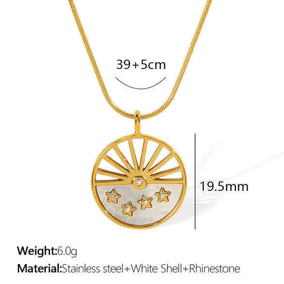 Wholesale Pendant Necklace 316L Stainless Steel Star Pattern 18K Gold Plated For Women