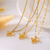 Wholesale Pendant Necklace Water Shell Copper 316L Stainless Steel Plated 18K Gold Double Bow Geometric Fairy Style
