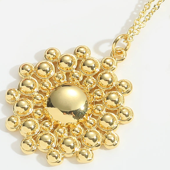 Wholesale Pendant Necklace Women Starfish Shape Copper Mixed Gemstone Setting Geometric Pattern Electroplating
