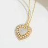 Wholesale Pendant Necklace Women's Copper Heartshaped Geometric Style Electroplating Mixed Gemstone Setting O Chain