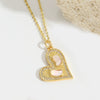 Wholesale Pendant Necklace Women's Copper Heartshaped Geometric Style Electroplating Mixed Gemstone Setting O Chain