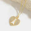 Wholesale Pendant Necklace Women's Copper Heartshaped Geometric Style Electroplating Mixed Gemstone Setting O Chain