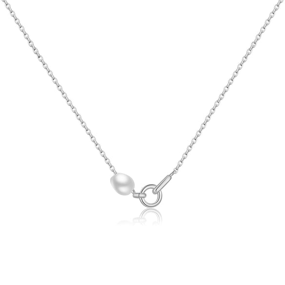 Wholesale Pendant Necklace Women's S925 Sterling Silver Pearl Geometric Electroplated Platinum 18K Gold Style