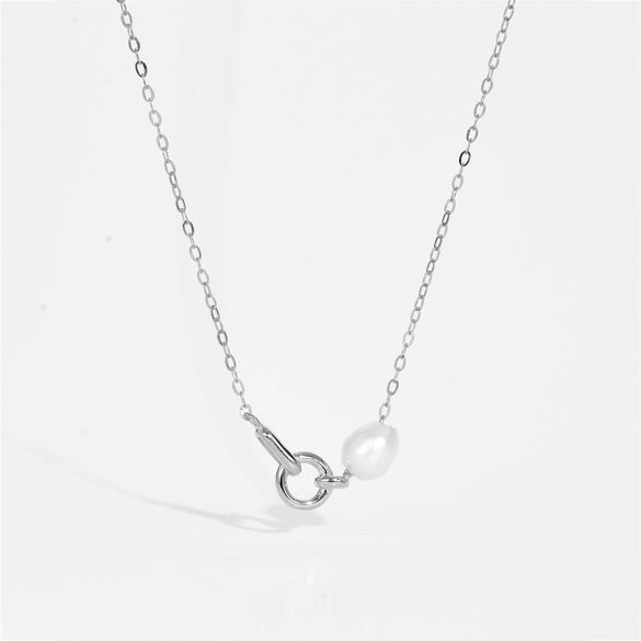 Wholesale Pendant Necklace Women's S925 Sterling Silver Pearl Geometric Electroplated Platinum 18K Gold Style