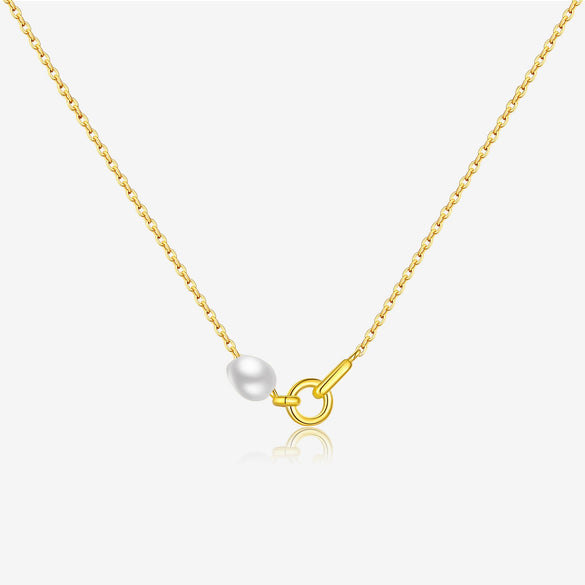 Wholesale Pendant Necklace Women's S925 Sterling Silver Pearl Geometric Electroplated Platinum 18K Gold Style