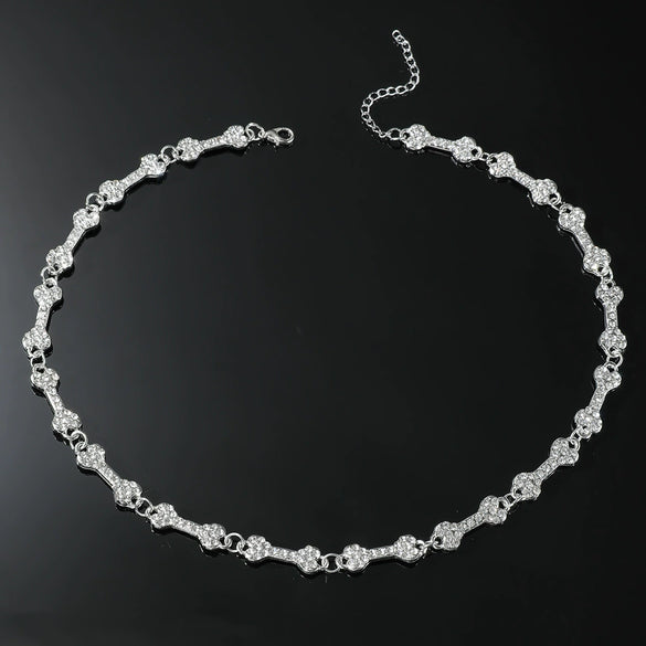 Wholesale Pendant Necklace Zinc Alloy Hiphop Geometric Diamondencrusted Bone Style