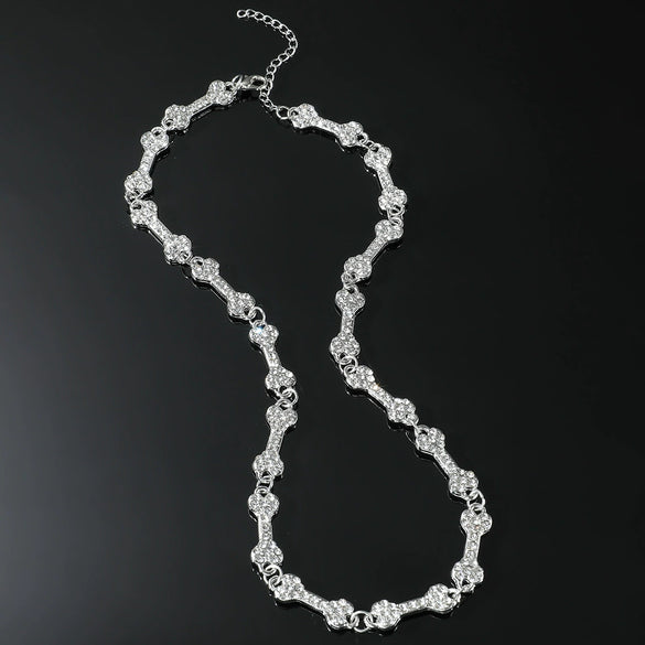 Wholesale Pendant Necklace Zinc Alloy Hiphop Geometric Diamondencrusted Bone Style