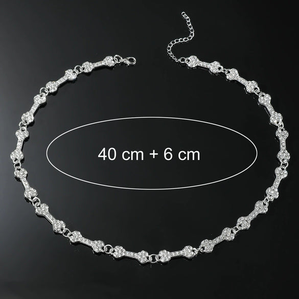 Wholesale Pendant Necklace Zinc Alloy Hiphop Geometric Diamondencrusted Bone Style