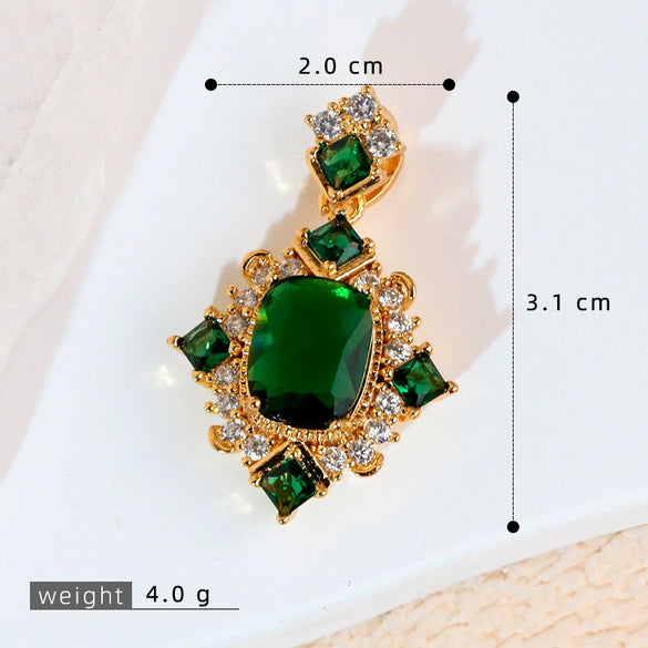 Wholesale Pendant Retro Geometric Style Copper Zircon Electroplated