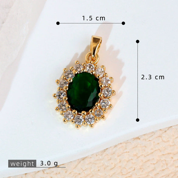 Wholesale Pendant Retro Geometric Style Copper Zircon Electroplated