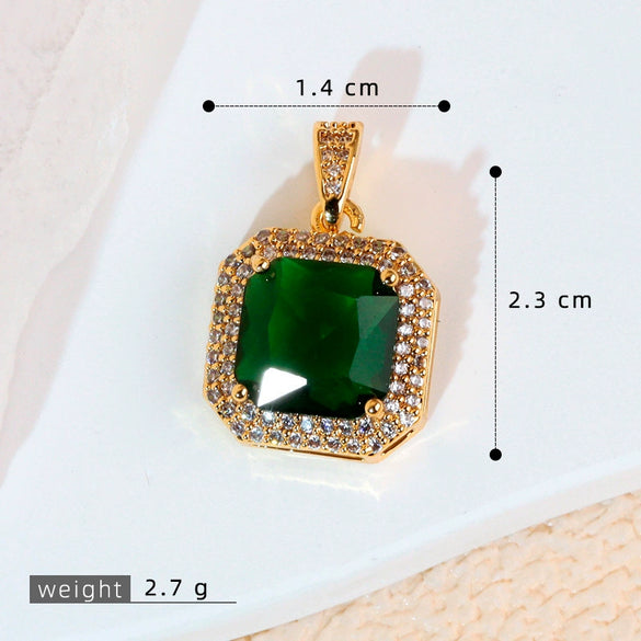 Wholesale Pendant Retro Geometric Style Copper Zircon Electroplated