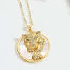 Wholesale Pendant Ring Copper Motherofpearl Inlaid Zircon Animal Shape Electroplating Design Unisex