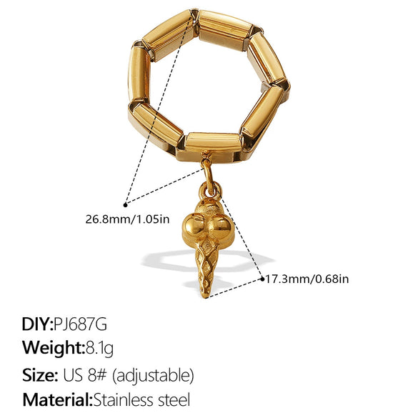 Wholesale Pendant Ring 316L Stainless Steel Gold Plated Geometric Women Old Money Style