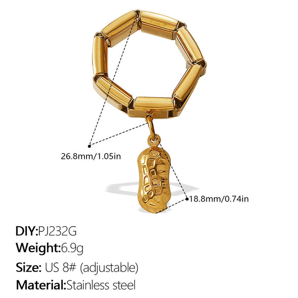 Wholesale Pendant Ring 316L Stainless Steel Gold Plated Geometric Women Old Money Style