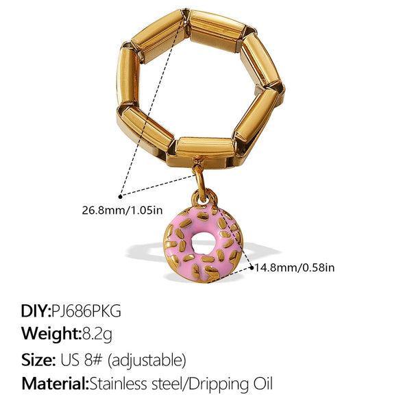 Wholesale Pendant Ring 316L Stainless Steel Gold Plated Geometric Women Old Money Style