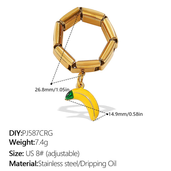 Wholesale Pendant Ring 316L Stainless Steel Gold Plated Geometric Women Old Money Style