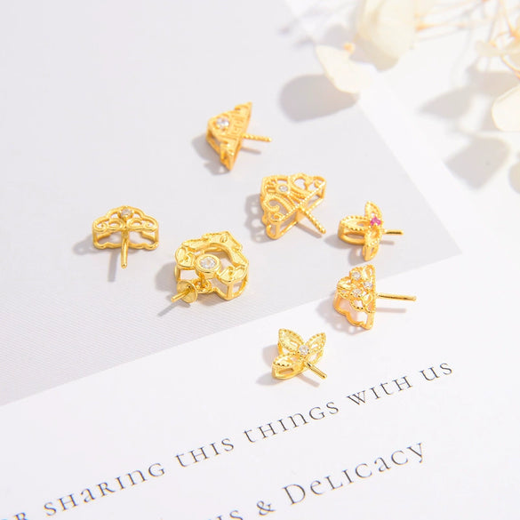 Wholesale Pendant S925 Silver Goldplated Ancient Craft Triangle Pattern Hollow Pearl Buckle Hetian Jade