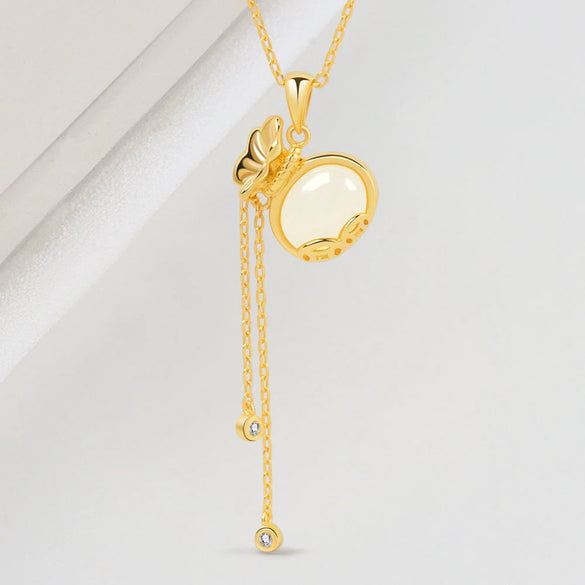 Wholesale Pendant S925 Sterling Silver Gold Plated Natural Hetian Jade Blessbag Design