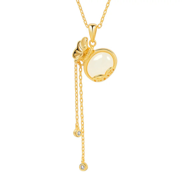 Wholesale Pendant S925 Sterling Silver Gold Plated Natural Hetian Jade Blessbag Design