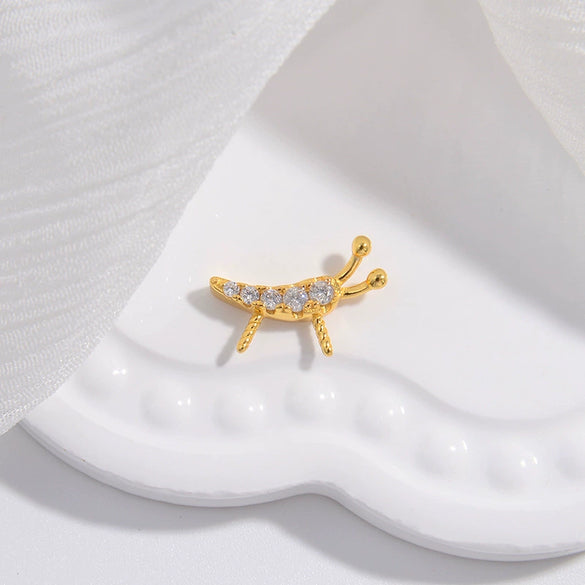 Wholesale Pendant Silver 925 Sterling Silver Minimalist Trumpet Shape Zirconia Inlaid Insect Big Hat Design