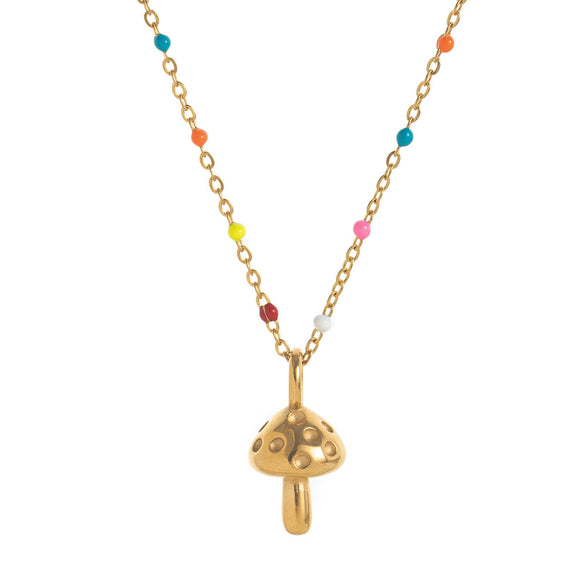 Wholesale Pendant Stainless Steel Elephant Mushroom Bead Chain Geometric Style Vacuum Plated 18K Gold Color