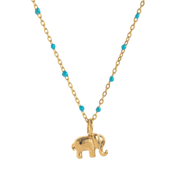 Wholesale Pendant Stainless Steel Elephant Mushroom Bead Chain Geometric Style Vacuum Plated 18K Gold Color