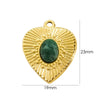 Wholesale Pendant Stainless Steel Inlaid Natural Stone Heart Shape Embossed Electroplated Retro Fashion