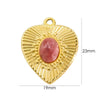 Wholesale Pendant Stainless Steel Inlaid Natural Stone Heart Shape Embossed Electroplated Retro Fashion