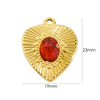 Wholesale Pendant Stainless Steel Inlaid Natural Stone Heart Shape Embossed Electroplated Retro Fashion