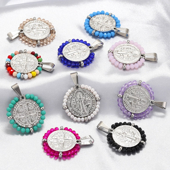 Wholesale Pendant Stainless Steel Inlaid Zircon Geometric Style