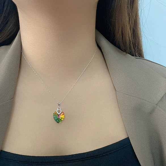 Wholesale Pendant Sterling Silver 925 Inlaid Austrian Crystal Heart Shape Simple Style