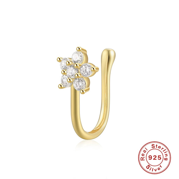 Wholesale Perforated Ushaped Nose Clip Nose Ring Piercing Jewelry In Simple Ins Style Made Of S925 Sterling Silver With Geometric Pattern And Inlaid Zircon